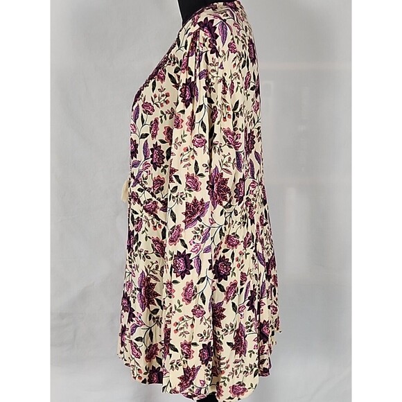 Torrid Challis Floral Tan Textured Embroidered Lace-Up Front Top 2X - Picture 11 of 12